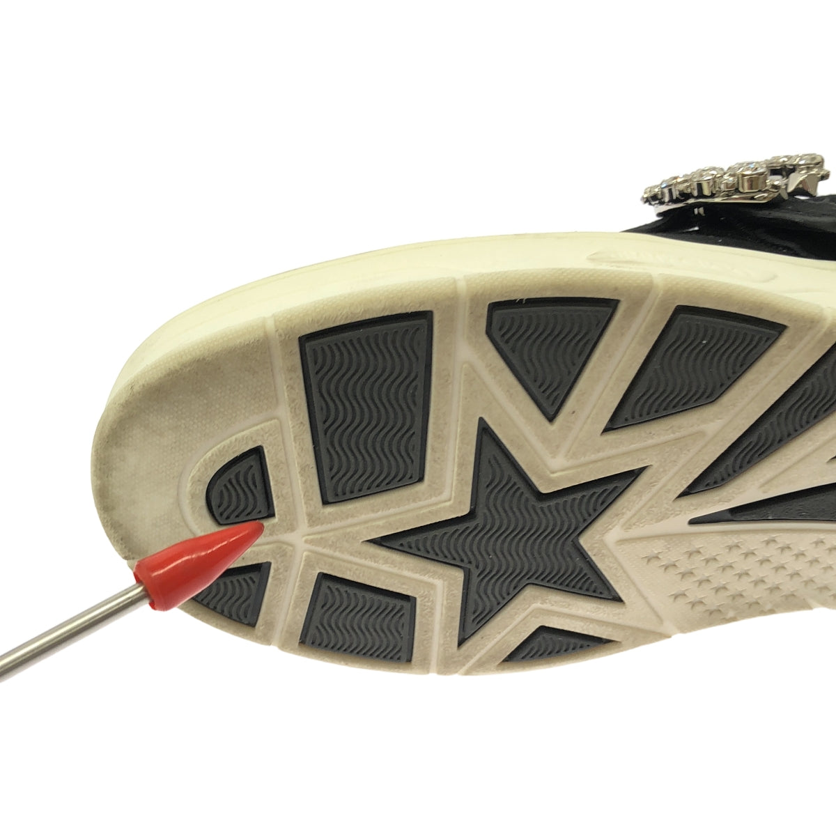 JIMMY CHOO / ジミーチュウ | OSAKA LACE UP XYT VCY / スエード レザー ビジュー装飾 スニーカー | 38 | ブラック | レディース