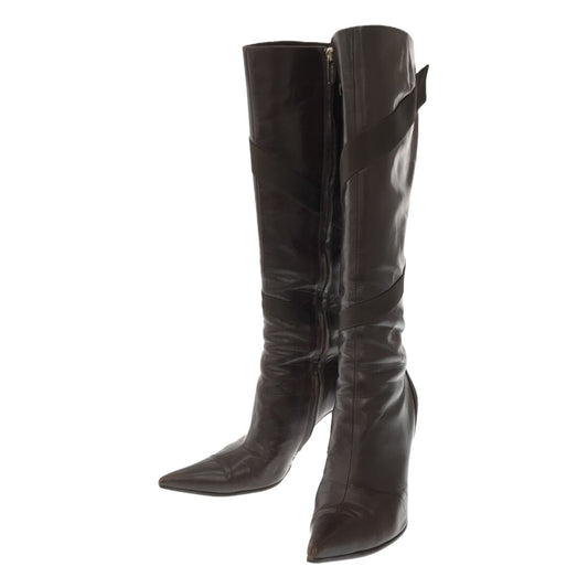 sergio rossi / Sergio Rossi | Leather long boots | 36 1/2 | Brown | Women's