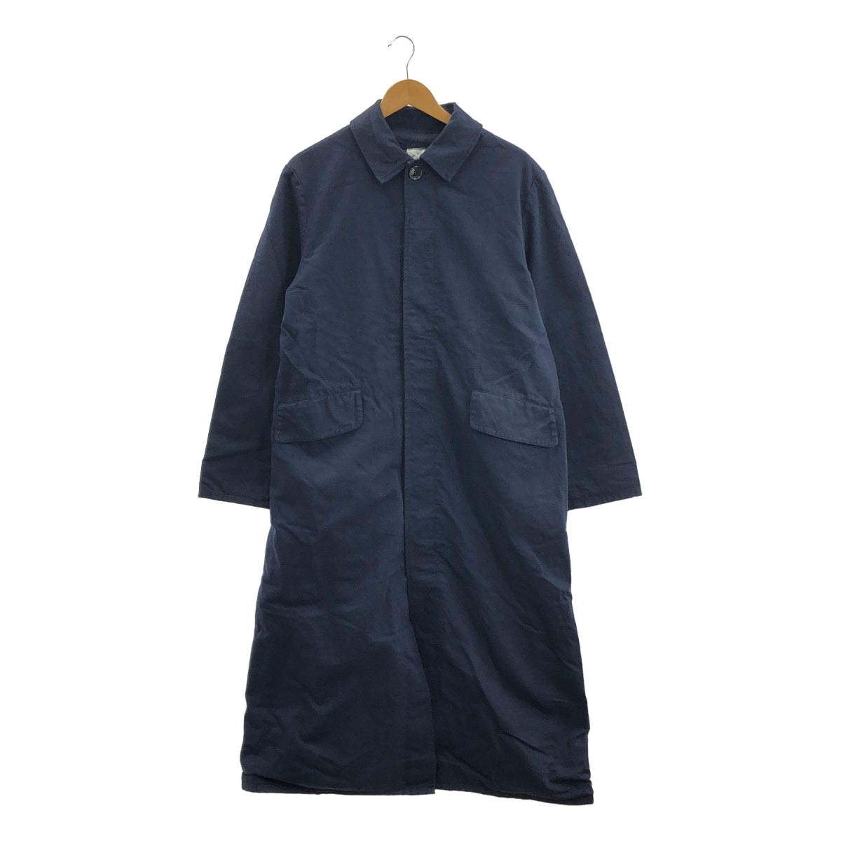 Yarmo / ヤーモ | コットン ステンカラー ロングコート | M | ネイビー | メンズ