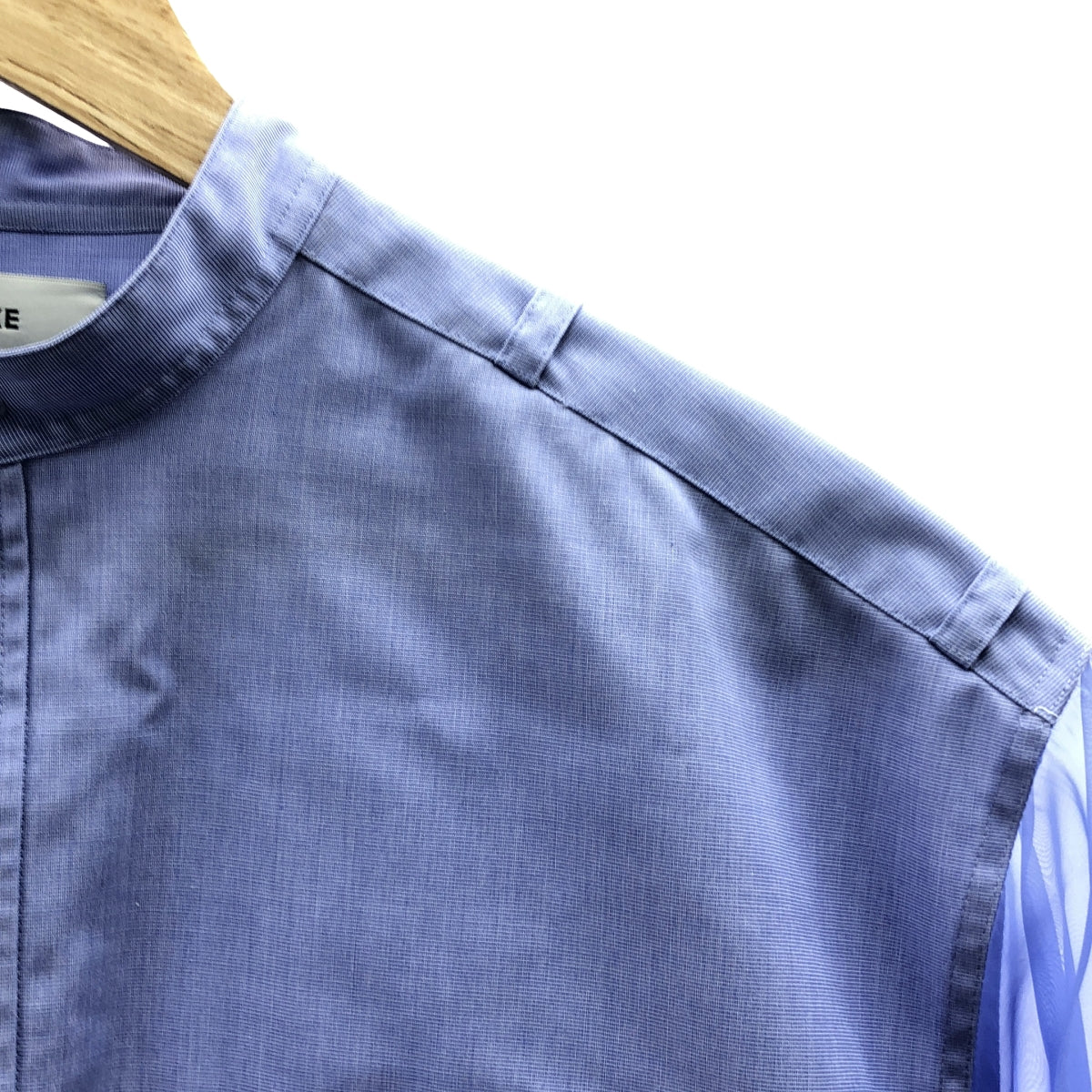 HYKE / 하이크 | 2021SS | GROSGRAIN SHIRT 시어 슬리브 밴드 컬러 코튼 셔츠 | 1 | 블루 | 여성