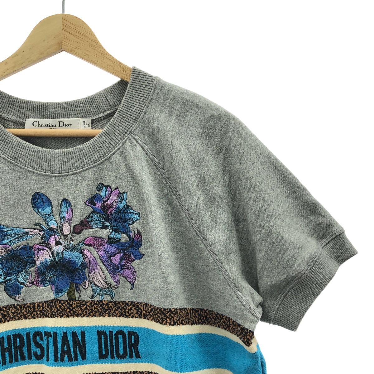 Christian Dior / クリスチャンディオール | フラワーモチーフ ロゴ  スウェット プルオーバー | M | グレー | レディース Christian Dior / クリスチャンディオール | フラワーモチーフ