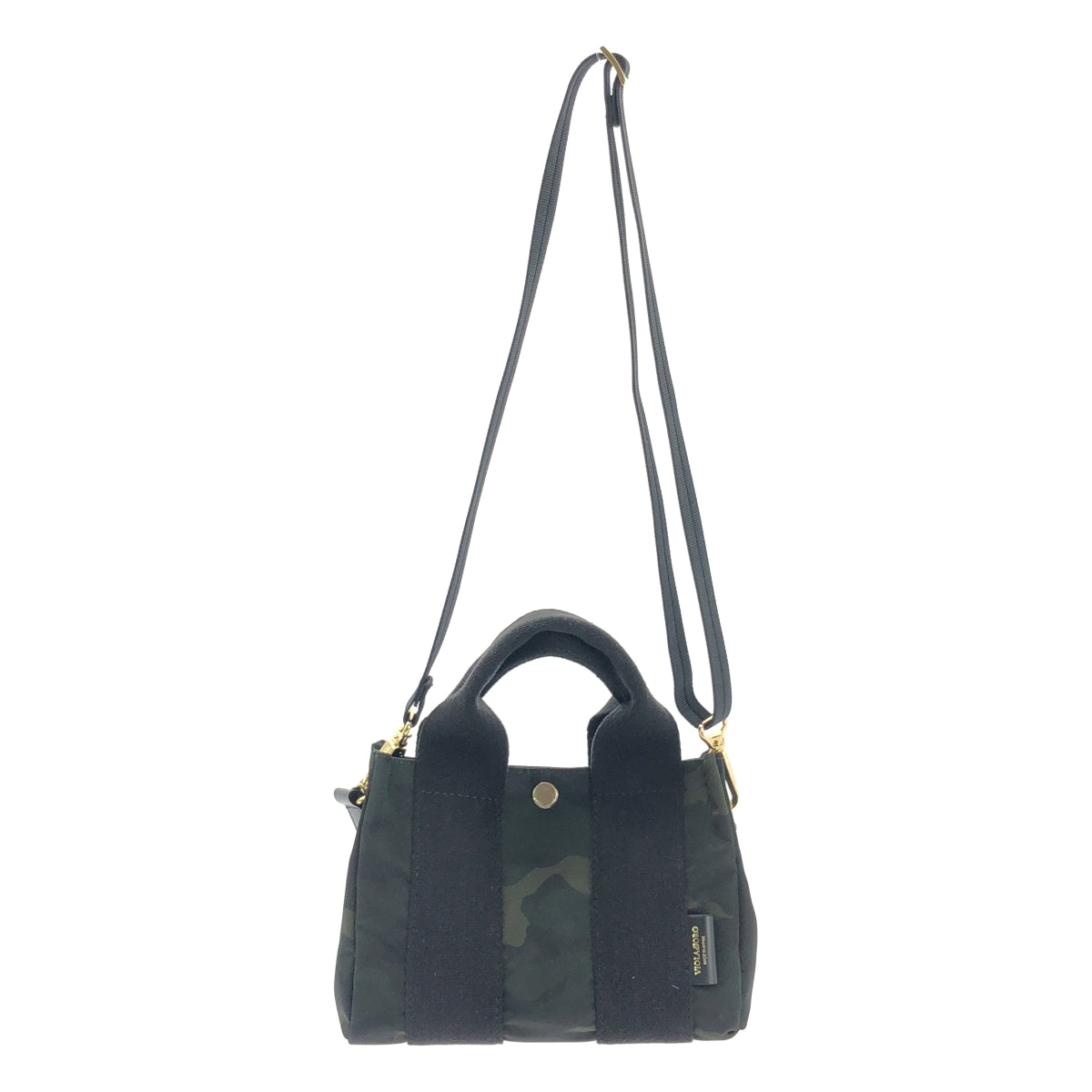 [狀況極佳] VIOLAd'ORO | 迷彩印花兩手提/單肩包 | 黑色/深綠色 | 女款