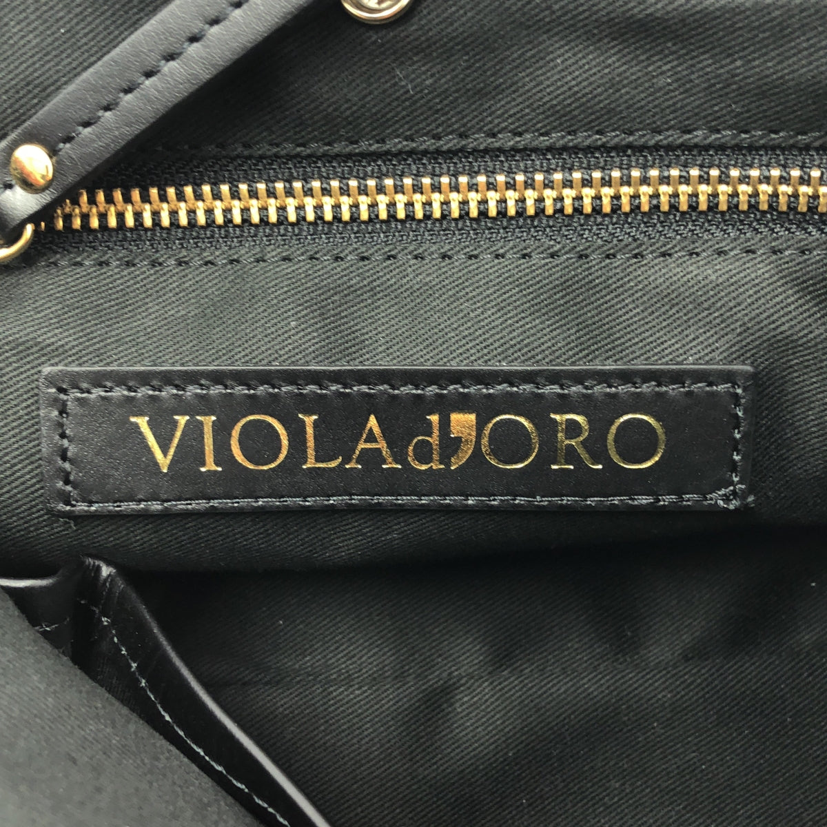 [狀況極佳] VIOLAd'ORO | 迷彩印花兩手提/單肩包 | 黑色/深綠色 | 女款