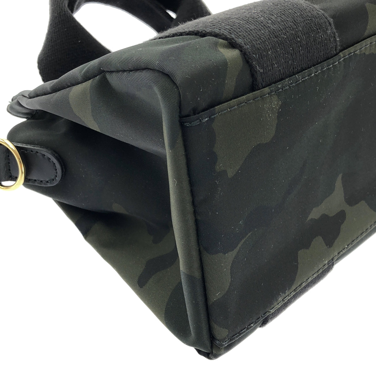 [狀況極佳] VIOLAd'ORO | 迷彩印花兩手提/單肩包 | 黑色/深綠色 | 女款