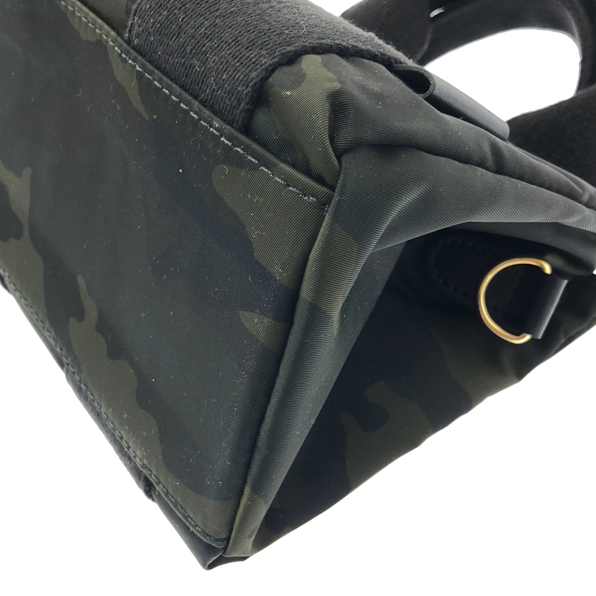 [狀況極佳] VIOLAd'ORO | 迷彩印花兩手提/單肩包 | 黑色/深綠色 | 女款