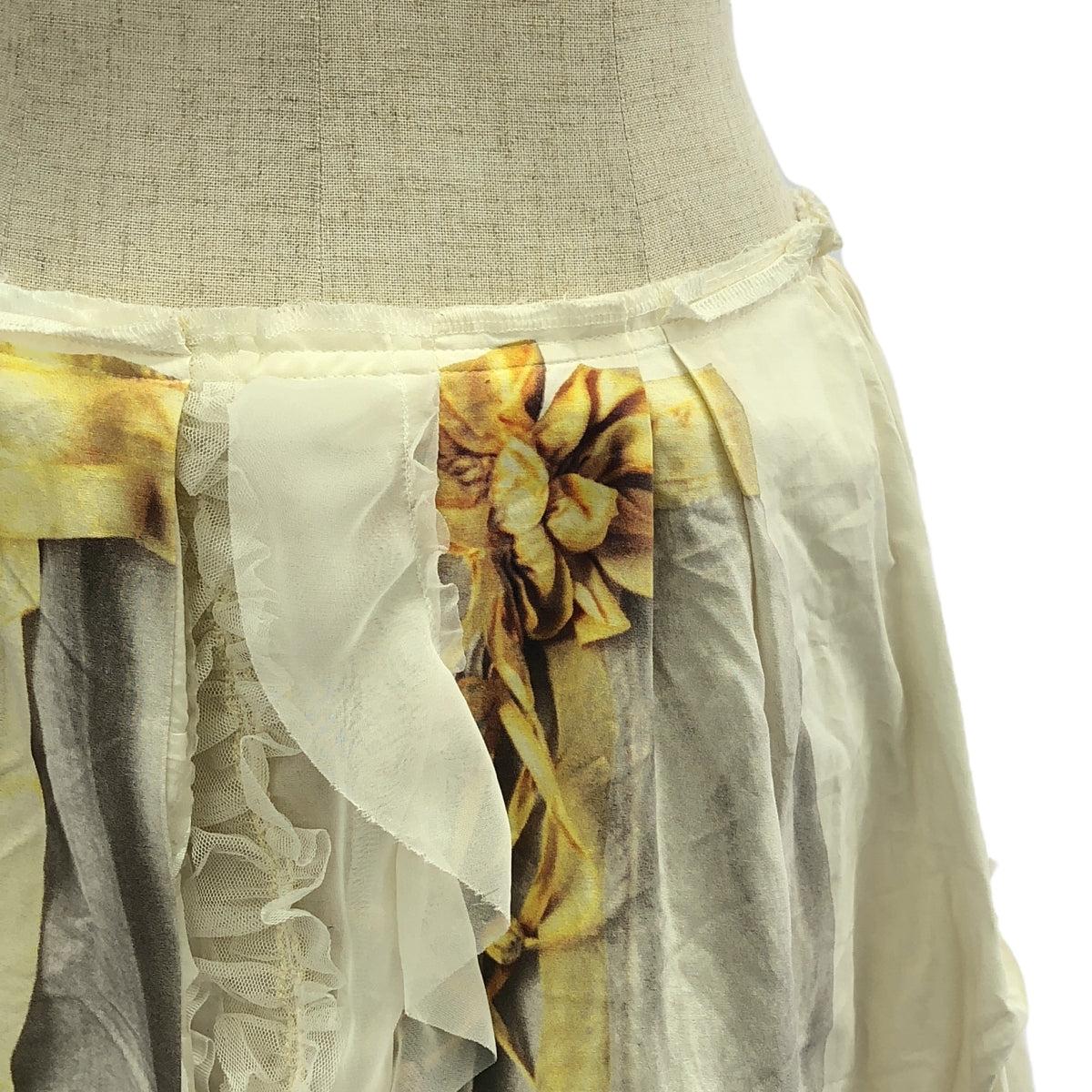 COMME des GARCONS | 2005AW | Mixed material silk switching frill decoration voluminous skirt | M | Women's