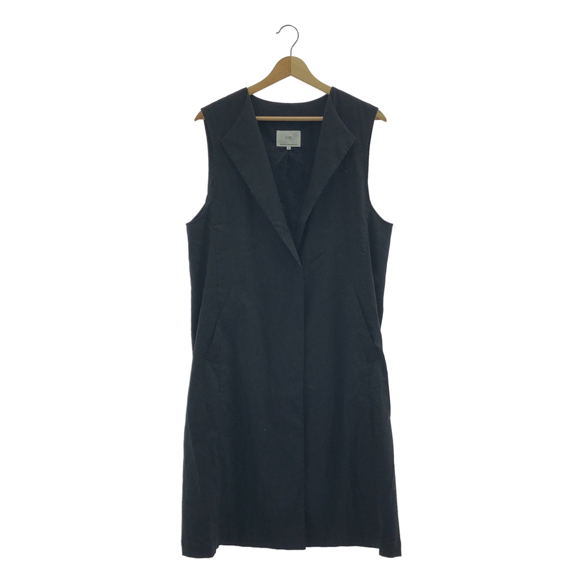 【美品】  NIJYUSANKU / 23区 | リネンヴィスコースストレッチロング ジレ ベスト | 38 | ブラック | レディース