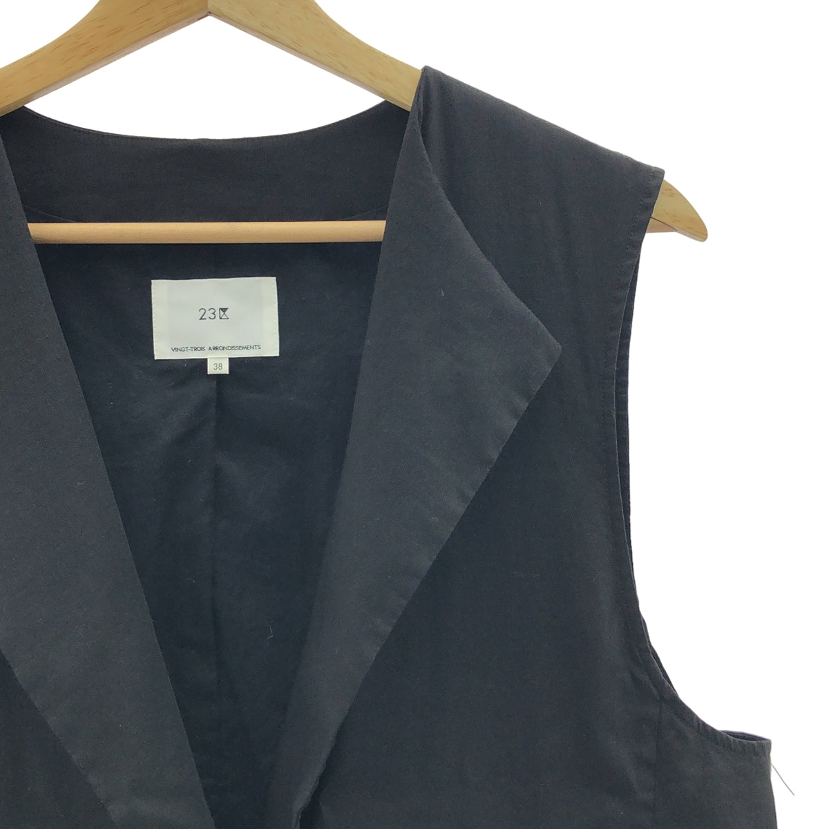 【美品】  NIJYUSANKU / 23区 | リネンヴィスコースストレッチロング ジレ ベスト | 38 | ブラック | レディース