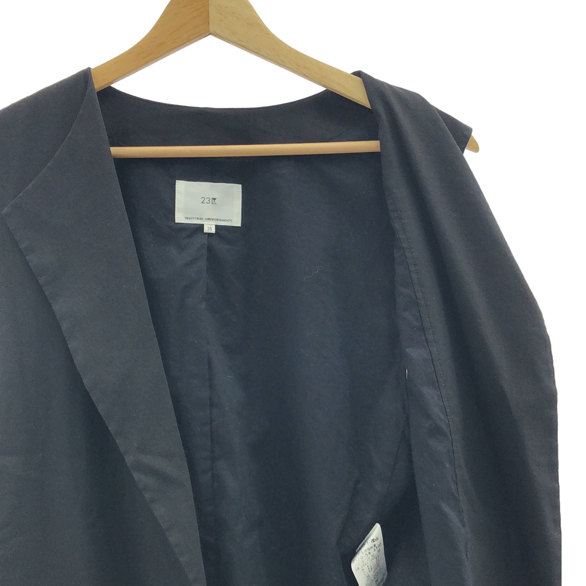 【美品】  NIJYUSANKU / 23区 | リネンヴィスコースストレッチロング ジレ ベスト | 38 | ブラック | レディース