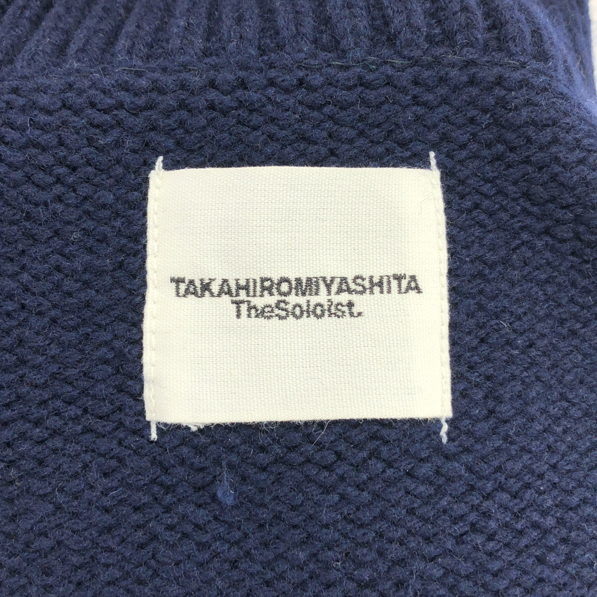 TAKAHIROMIYASHITA The Soloist / タカヒロミヤシタザソロイスト | two face sweater ウール タートルネック 変形 ニット | 46 | ネイビー | メンズ