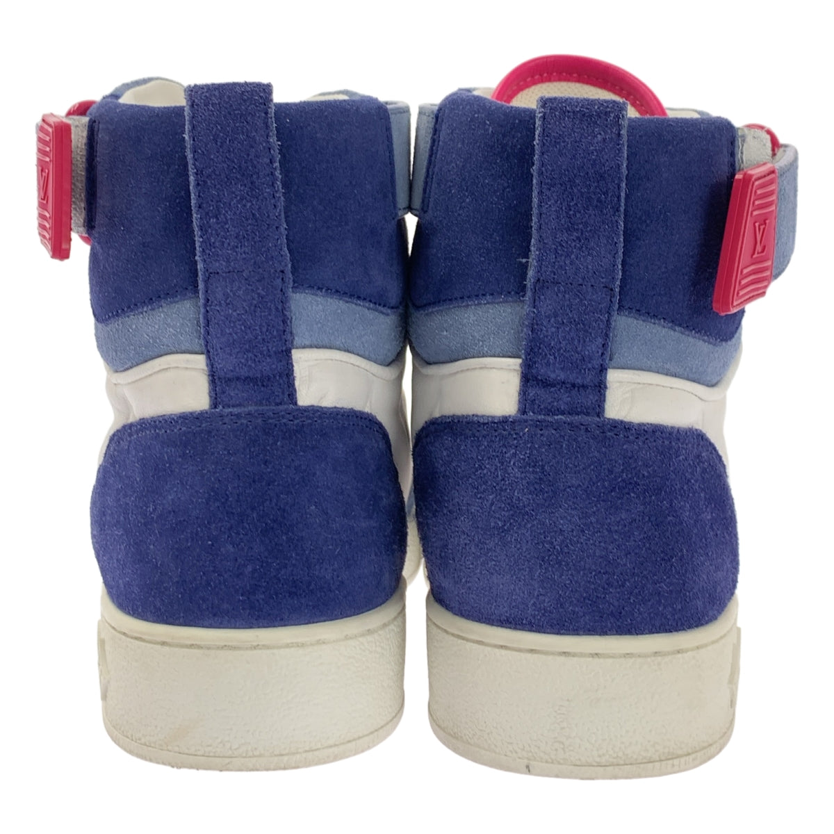 [狀況極佳] 路易威登 | Boombox Line LV Logo 皮革高筒運動鞋 | 尺寸 34 1/2 | 白色/藍色/粉紅色 | 女款