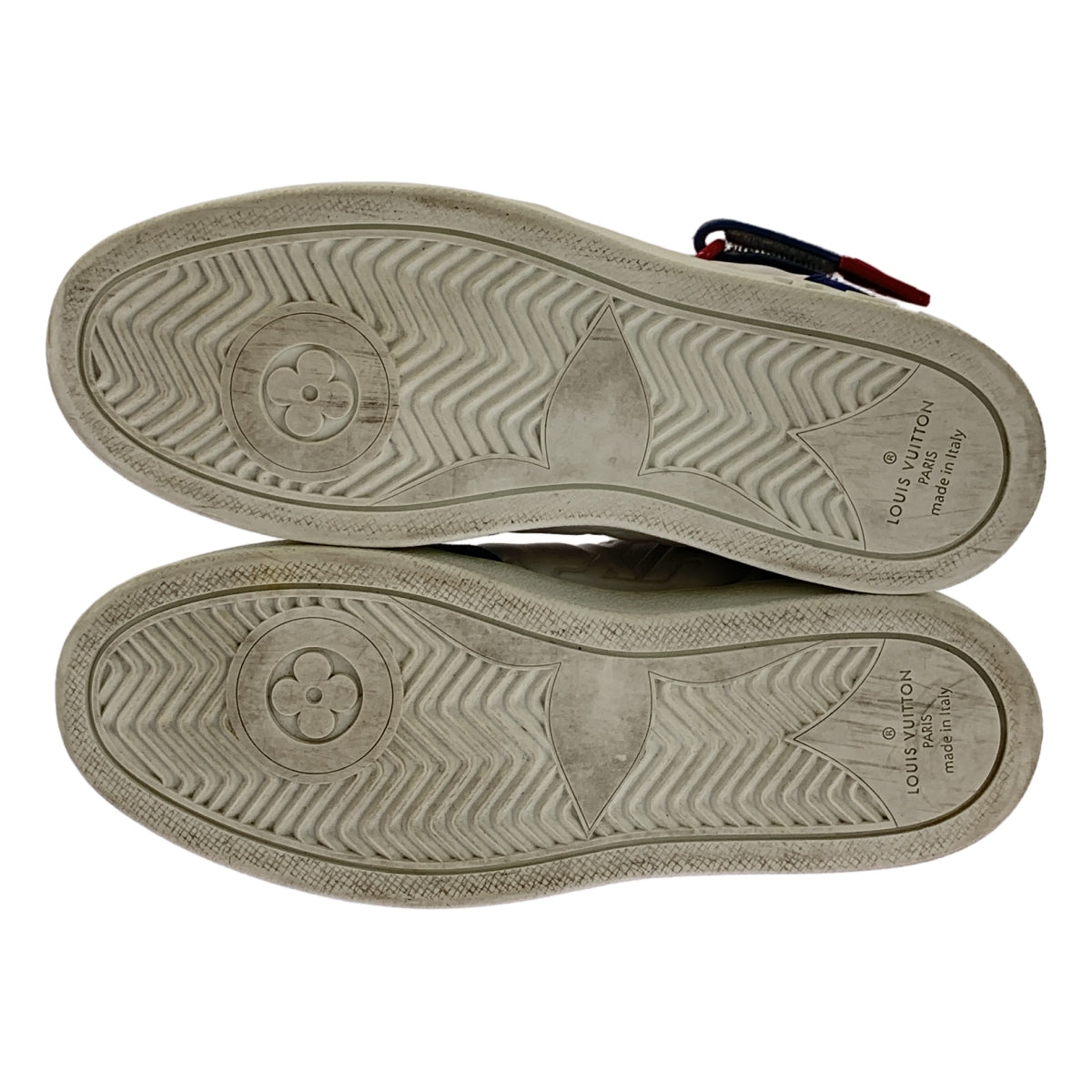 [狀況極佳] 路易威登 | Boombox Line LV Logo 皮革高筒運動鞋 | 尺寸 34 1/2 | 白色/藍色/粉紅色 | 女款