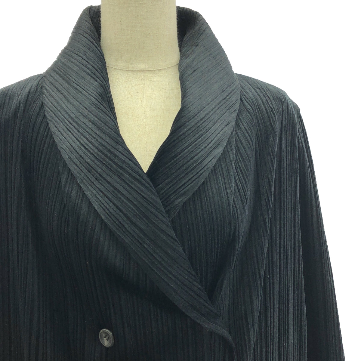 PLEATS PLEASE ISSEY MIYAKE / プリーツプリーズイッセイミヤケ | プリーツ加工 ベロア ショールカラー ジャケット コート | 3 | ブラック | レディース