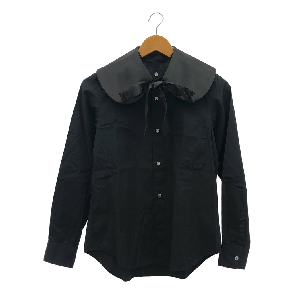 [狀況極佳] COMME des GARÇONS | 2016 秋冬 | 緞面圓領立領棉質襯衫 | XS 碼 | 黑色 | 女款