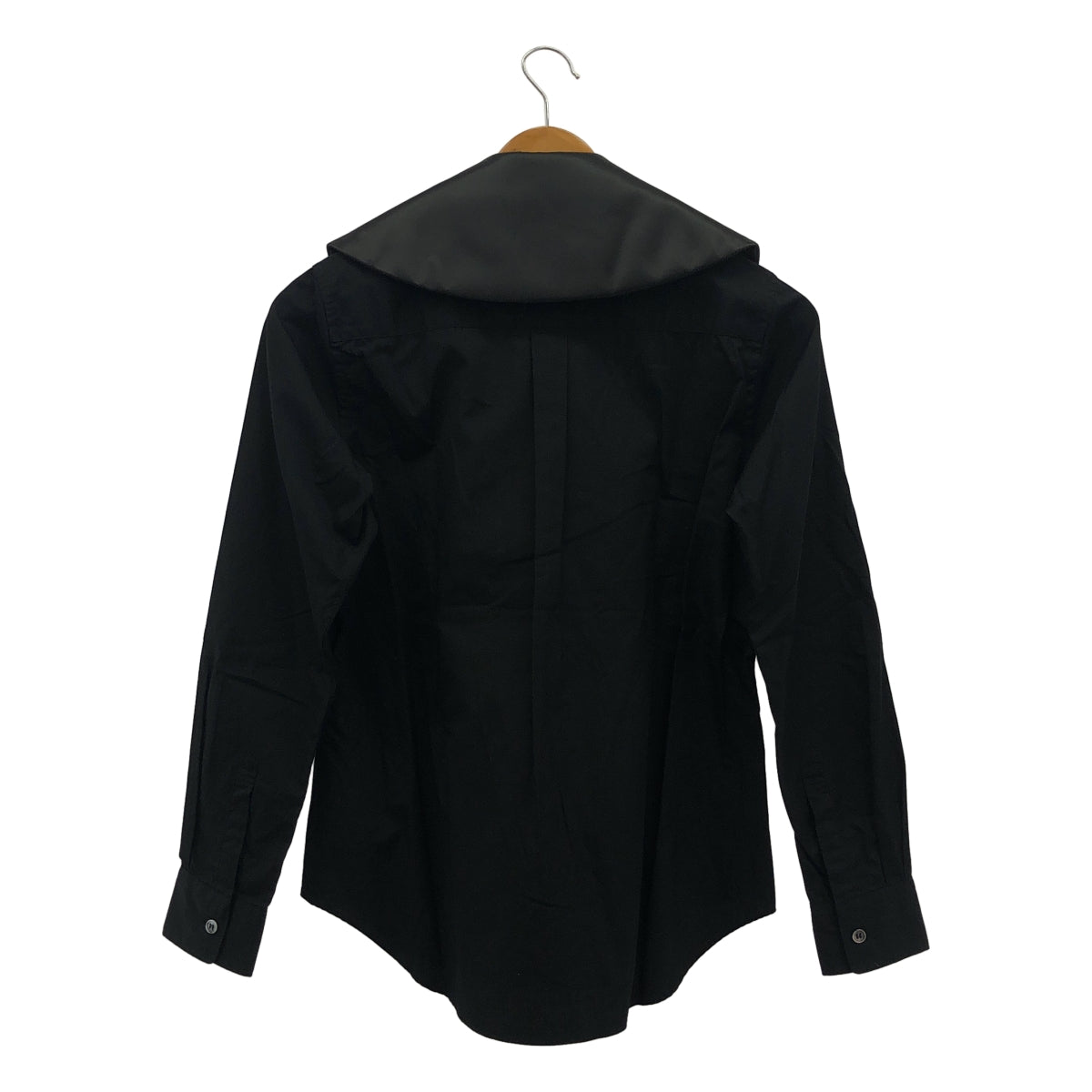 [狀況極佳] COMME des GARÇONS | 2016 秋冬 | 緞面圓領立領棉質襯衫 | XS 碼 | 黑色 | 女款