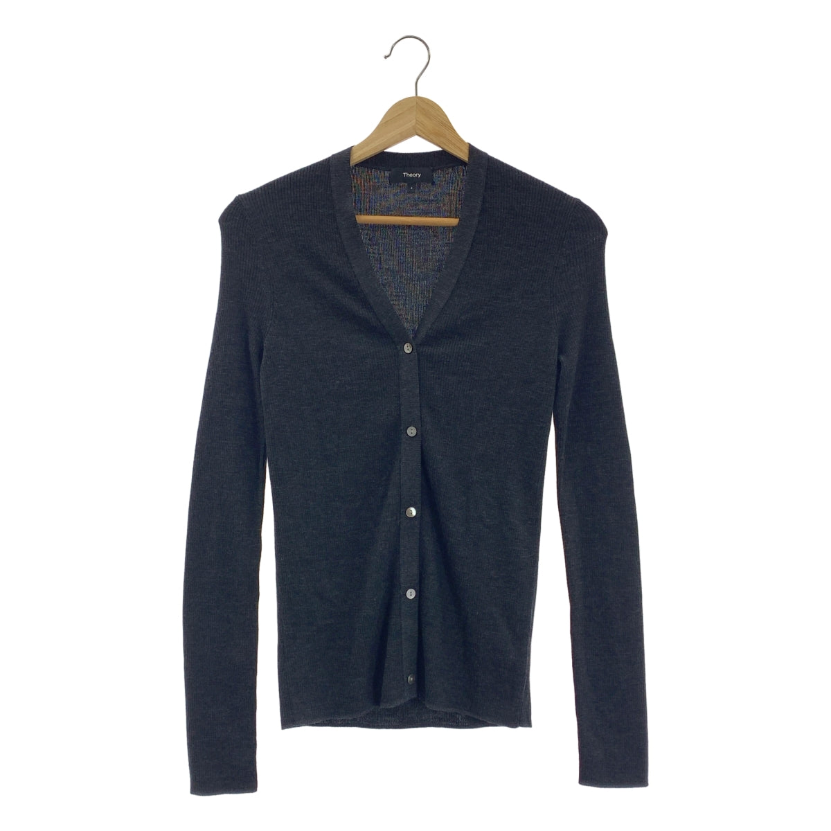 理論 | Regal 羊毛 Micro Cardi B 針織開襟衫 | S 碼 | 炭灰色 | 女款