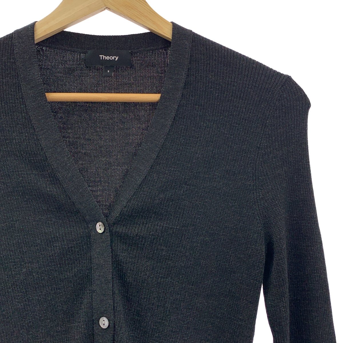 理論 | Regal 羊毛 Micro Cardi B 針織開襟衫 | S 碼 | 炭灰色 | 女款