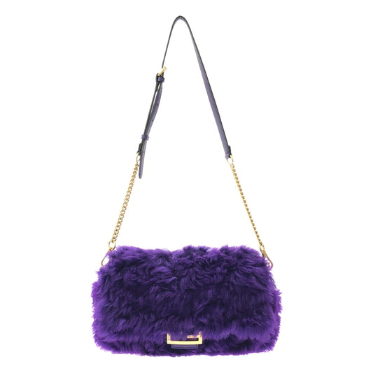 FENDI / フェンディ | FUR & LEATHER BAGUETTE / 2way チェーンショルダー付き レザー ファー バゲットバッグ |