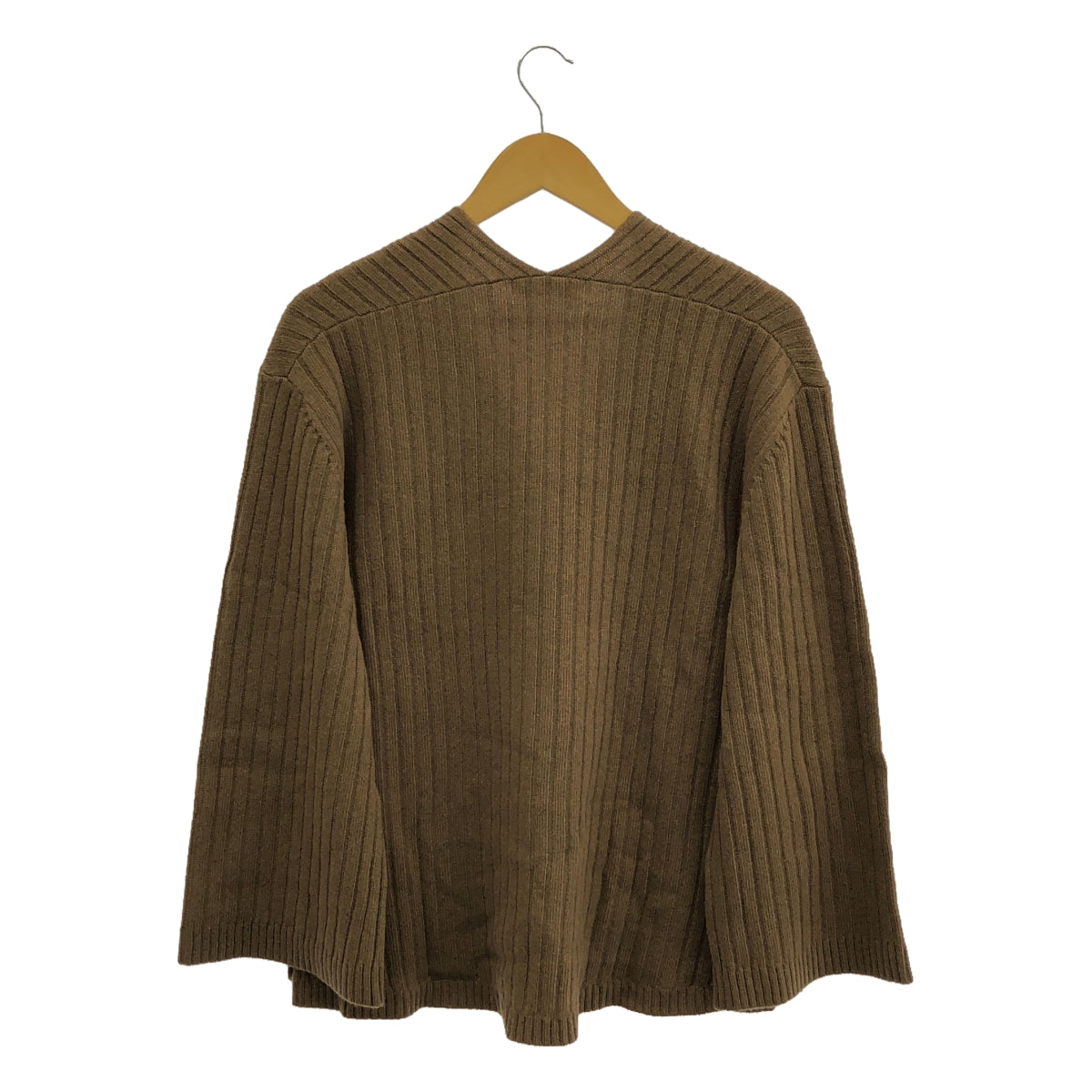 外日落 |羅紋V領針織套裝 / 羅紋開衩裙 | F |布朗 |女性的