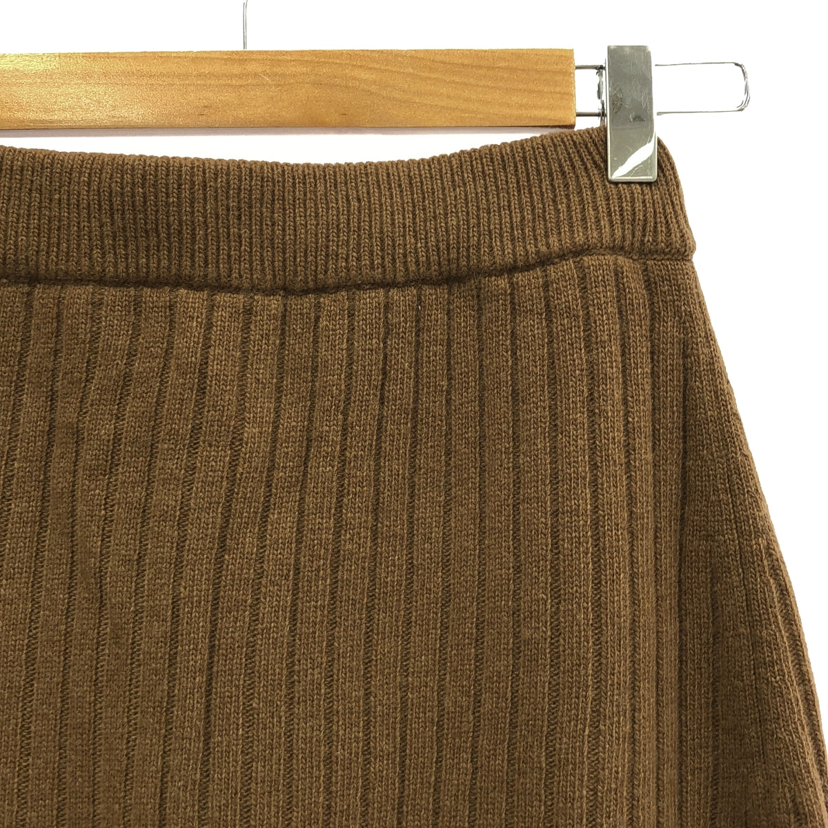 OUTERSUNSET | Ribbed V-neck knit set / Ribbed slit skirt | F | Brown | Women's