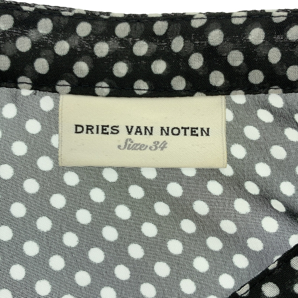 DRIES VAN NOTEN | 波點荷葉邊蓬鬆袖透明立領襯衫 | 尺寸 34 | 女款