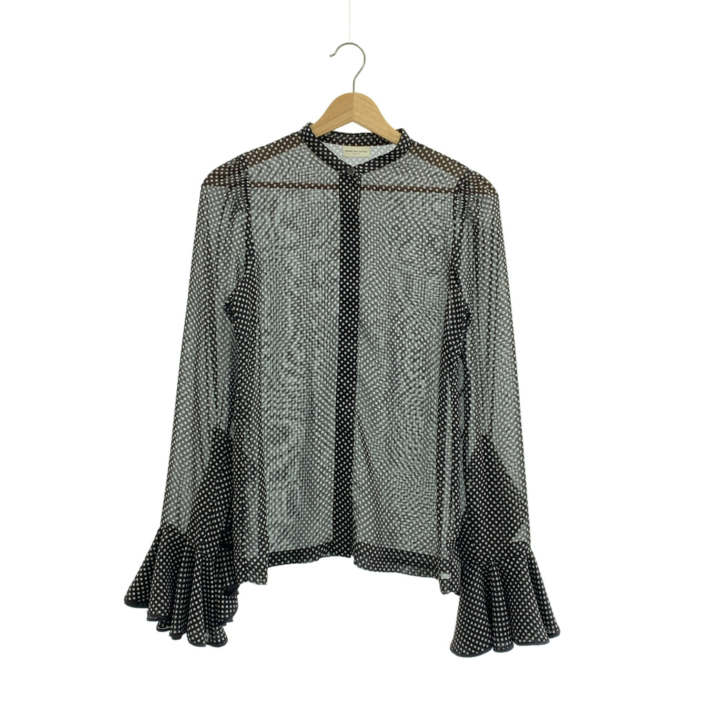 DRIES VAN NOTEN | 波點荷葉邊蓬鬆袖透明立領襯衫 | 尺寸 34 | 女款