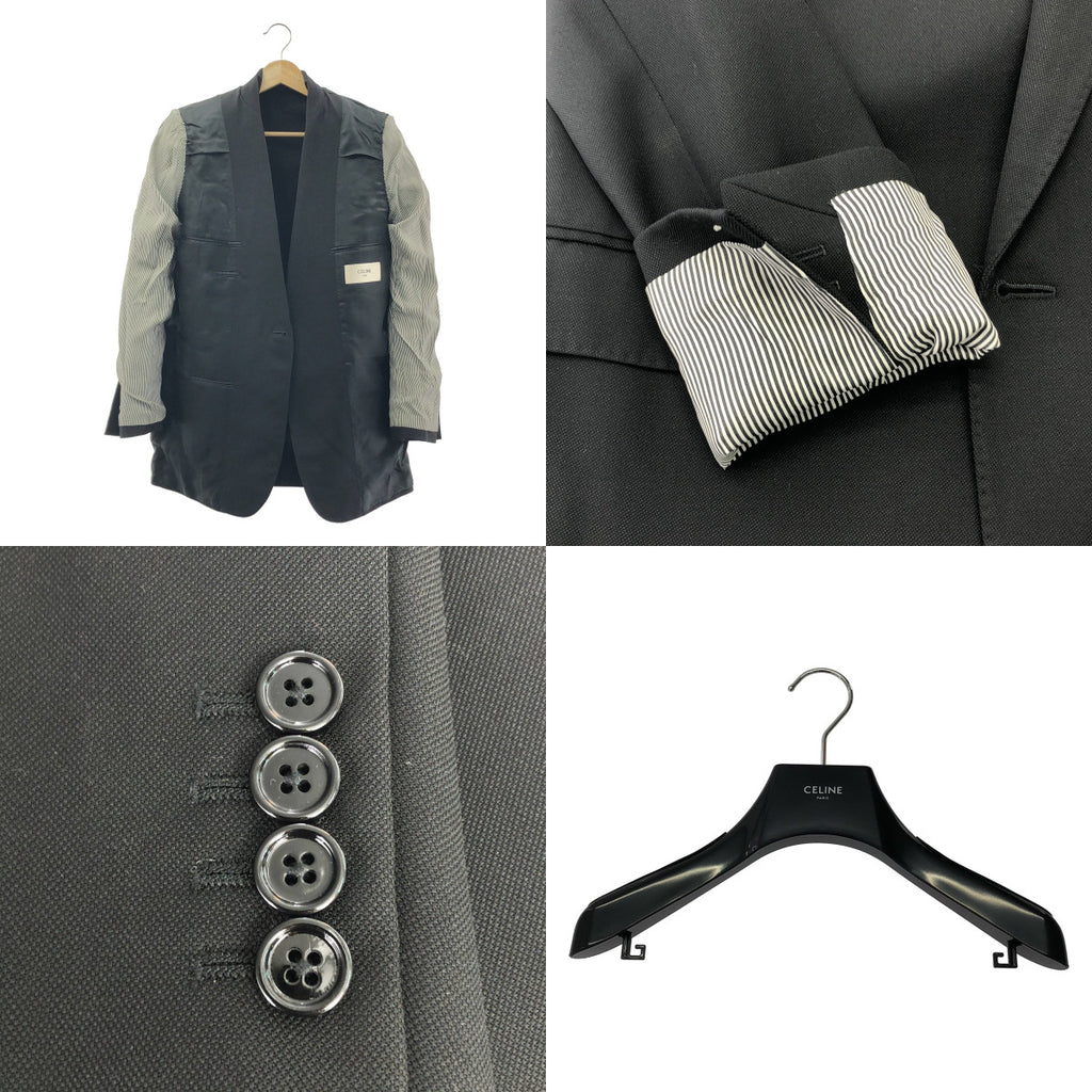 CELINE / 셀린느 | PEAK COLLAR LONG RECTANGLE JACKET / 피크 ​​컬러 롱 렉탄글 테일러드 재킷 / 총 안감 | 34 |