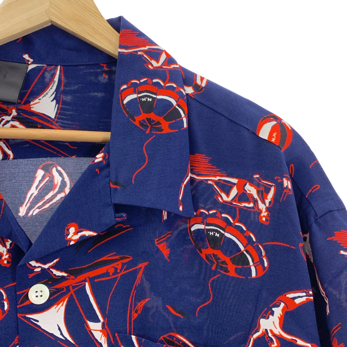 N.HOOLYWOOD / エヌハリウッド | セットアップ レーヨン 総柄 オーバーシルエット オープンカラーシャツ / ドローストリング ショートパンツ ショーツ | 42 | メンズ