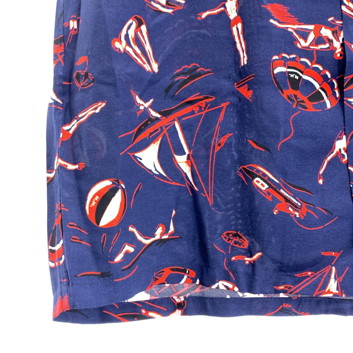 N.HOOLYWOOD / エヌハリウッド | セットアップ レーヨン 総柄 オーバーシルエット オープンカラーシャツ / ドローストリング ショートパンツ ショーツ | 42 | メンズ