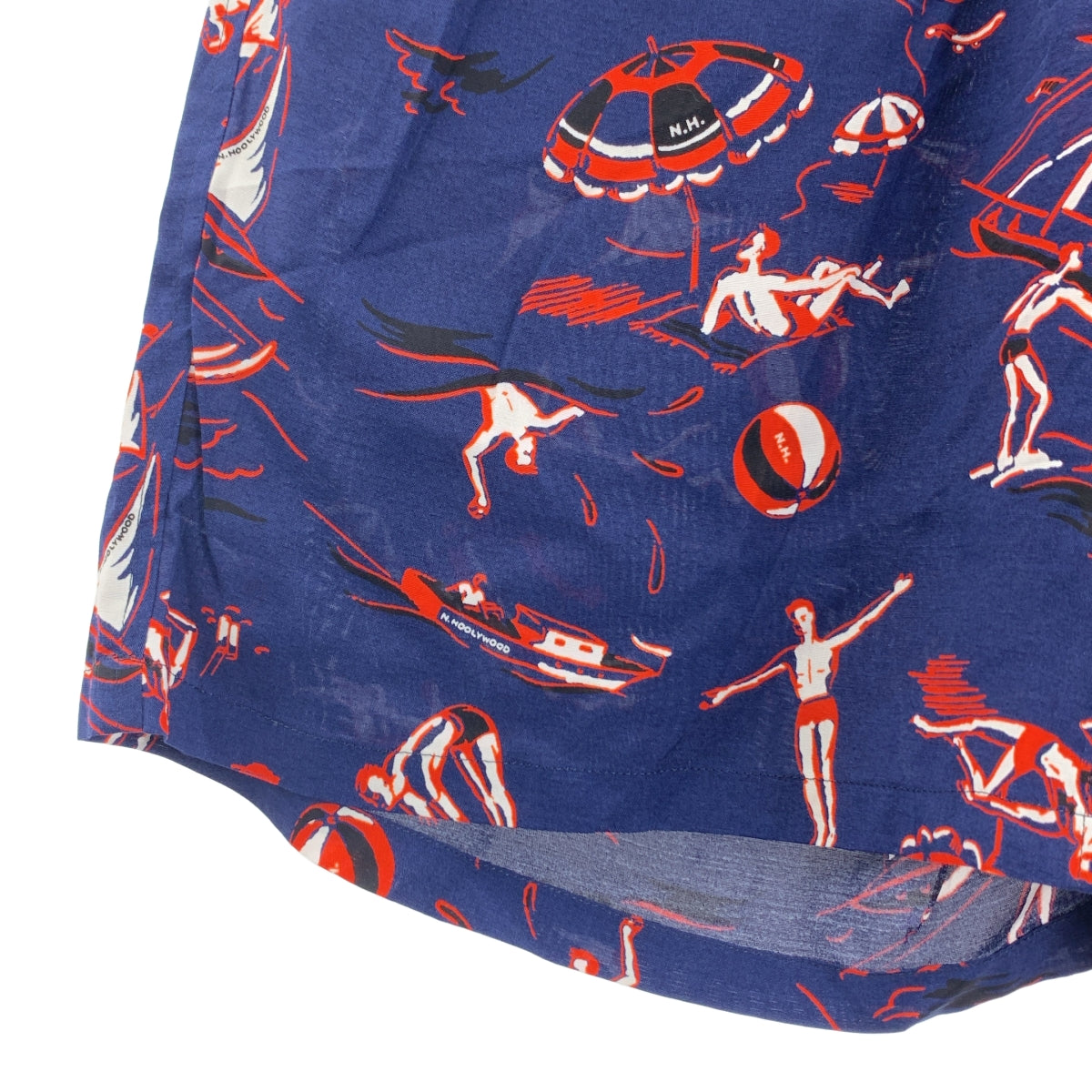 N.HOOLYWOOD / エヌハリウッド | セットアップ レーヨン 総柄 オーバーシルエット オープンカラーシャツ / ドローストリング ショートパンツ ショーツ | 42 | メンズ