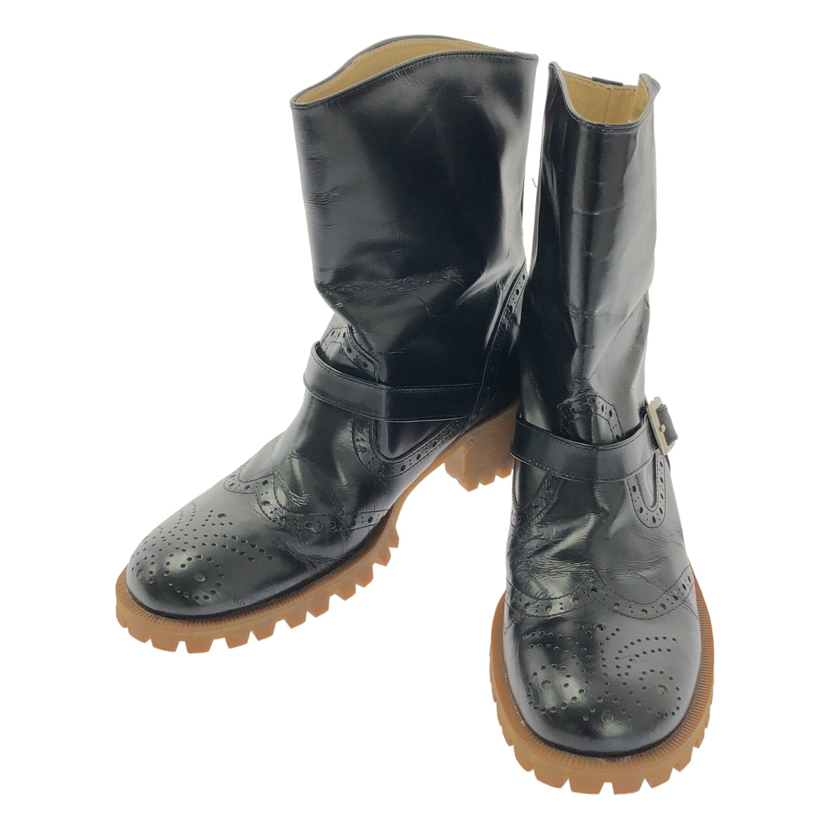 COMME des GARÇONS | 經編針織布料皮革帶翼尖靴 |尺寸 23.5 公分 |女性的