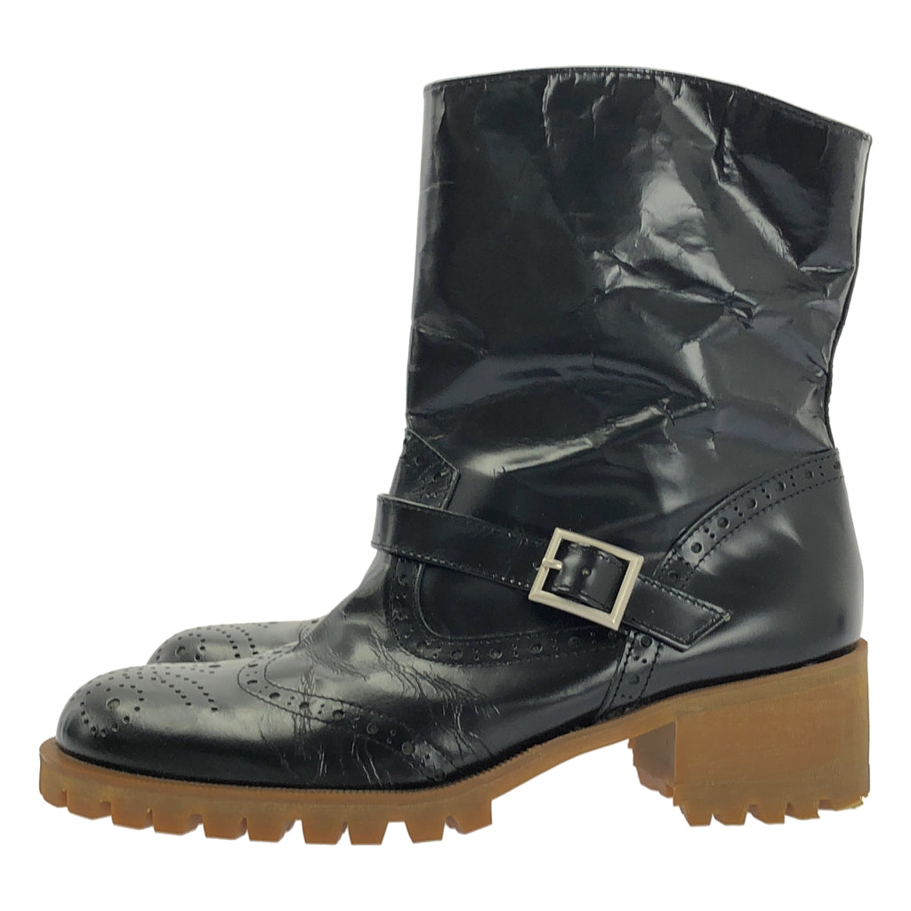 COMME des GARÇONS | 經編針織布料皮革帶翼尖靴 |尺寸 23.5 公分 |女性的