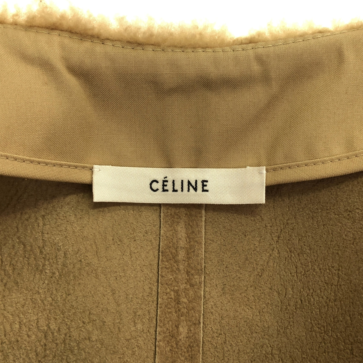 CELINE / セリーヌ | フィービー期 ムートン レザー 異素材 レイヤードスリーブ ノーカラー ジャケット / ボア ブルゾン | – KLD