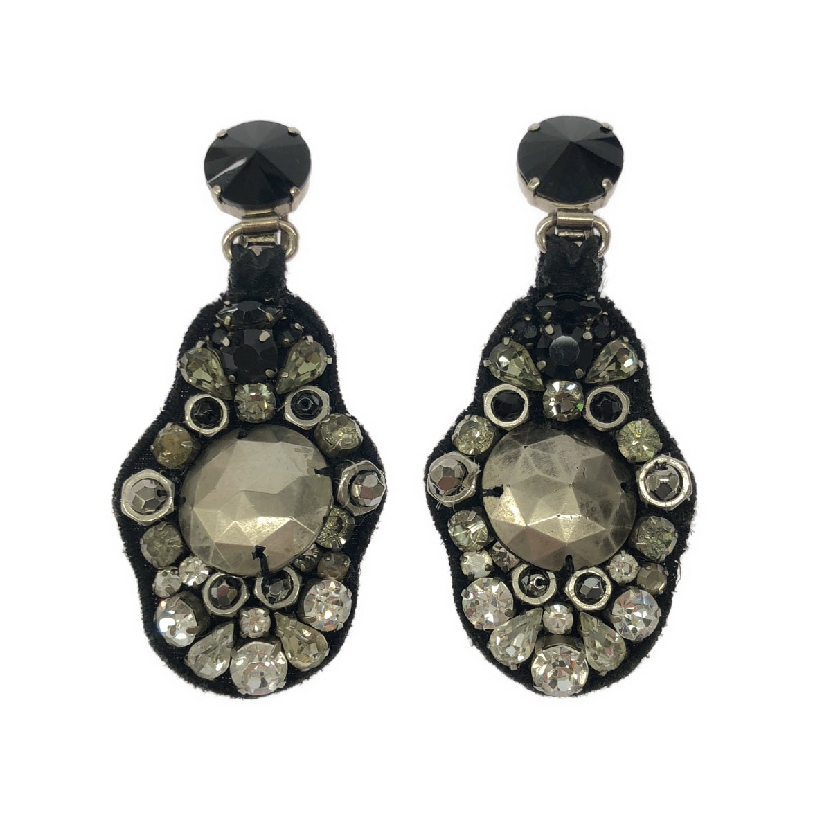 PRADA | 2 Pairs Bejeweled Earrings | Silver/Black | Women's