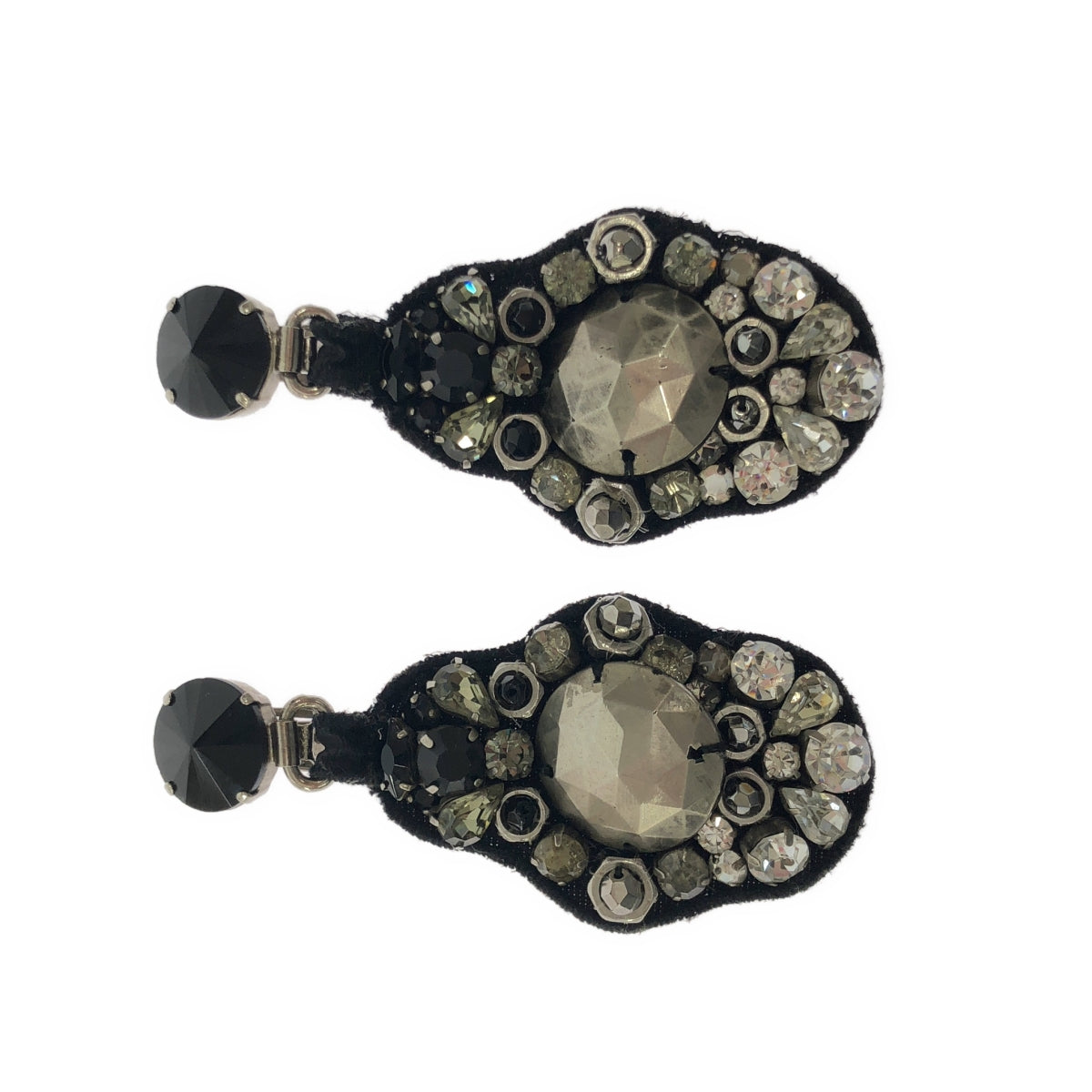 PRADA | 2 Pairs Bejeweled Earrings | Silver/Black | Women's