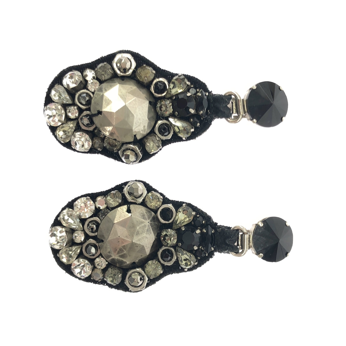 PRADA | 2 Pairs Bejeweled Earrings | Silver/Black | Women's