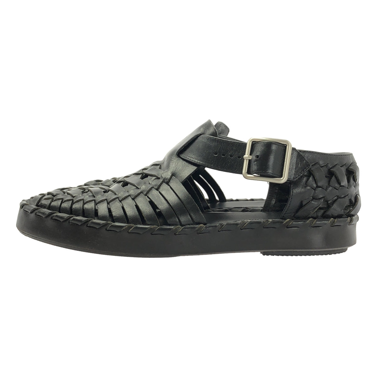 JIL SANDER / 질산더 | 2023SS | woven lether flat sandal 가죽 구르카 발목 스트랩 신발 | 37 |