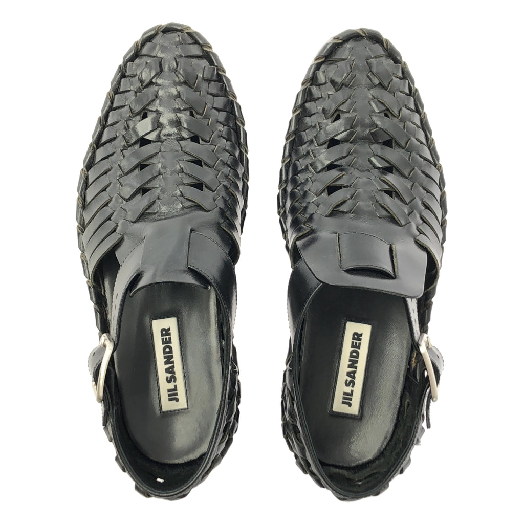 JIL SANDER / 질산더 | 2023SS | woven lether flat sandal 가죽 구르카 발목 스트랩 신발 | 37 |