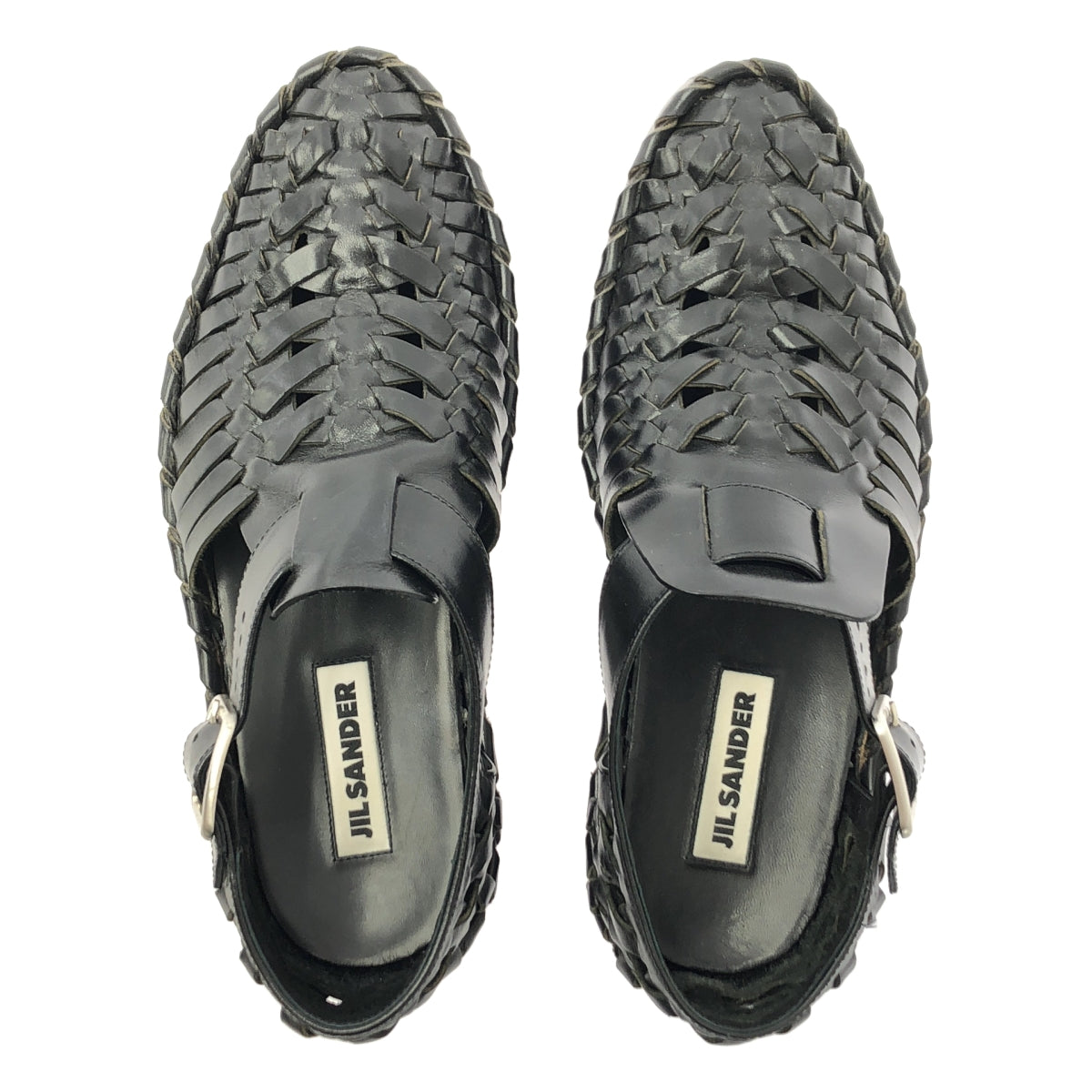 JIL SANDER / 질산더 | 2023SS | woven lether flat sandal 가죽 구르카 발목 스트랩 신발 | 37 |