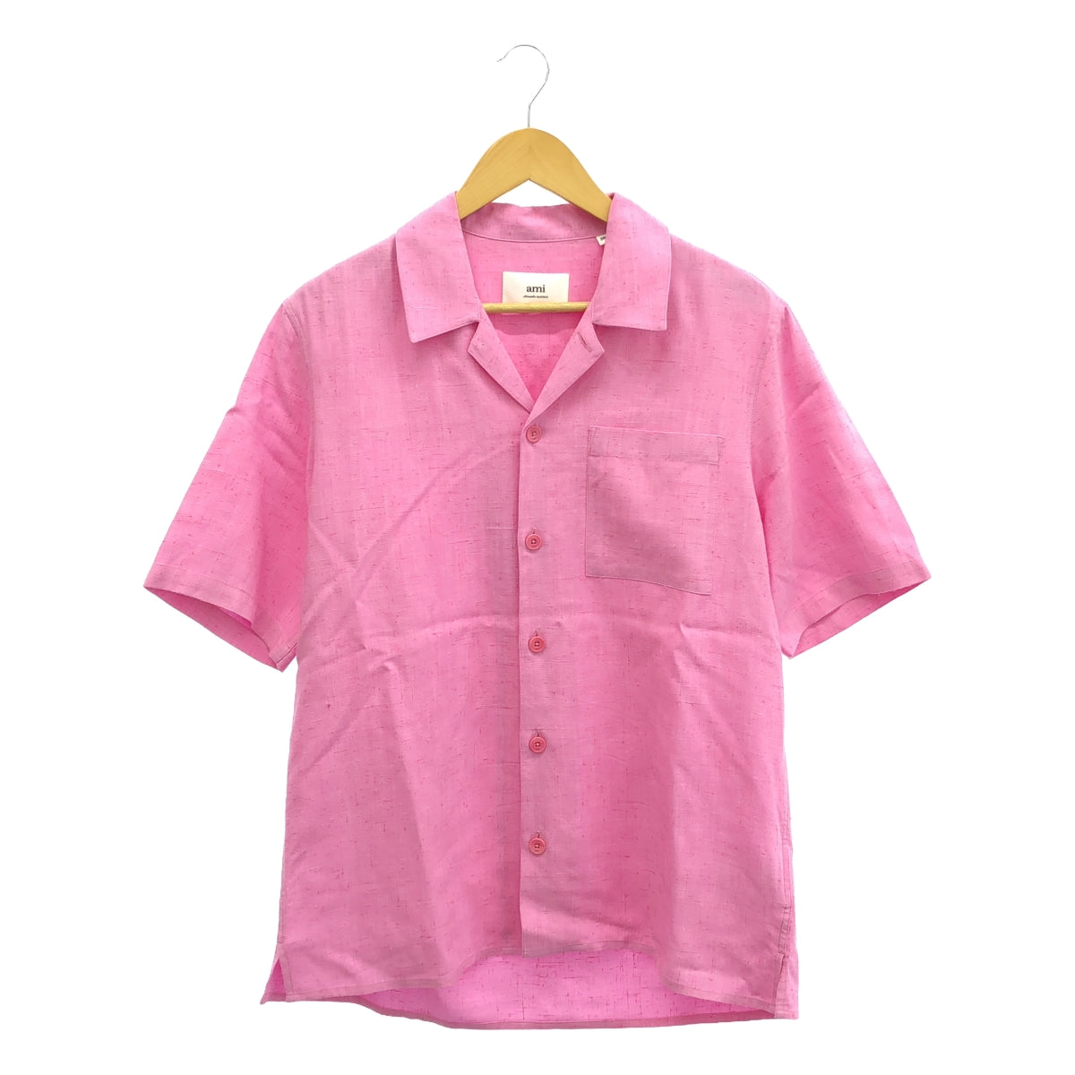 AMI Alexandre Mattiussi | Silk open collar shirt | 38 | Pink | Men's