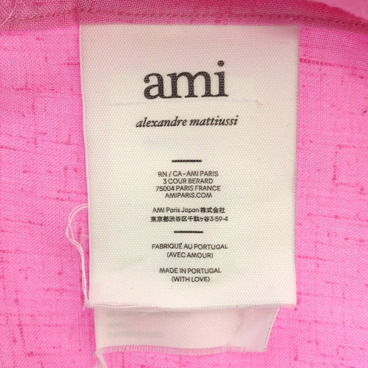 AMI Alexandre Mattiussi | Silk open collar shirt | 38 | Pink | Men's