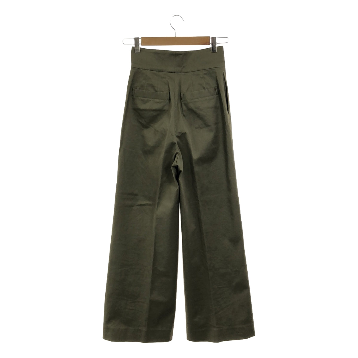 Curensology | Cotton high waist stretch wide pants | 36 | Khaki | Women's