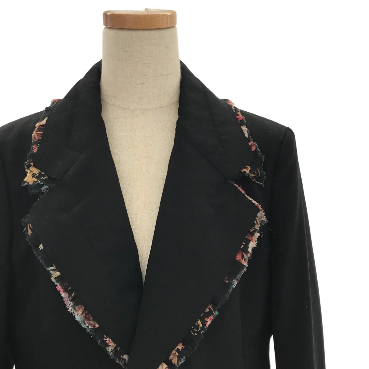 【美品】  COMME des GARCONS / コムデギャルソン | 2018AW | 総裏地 断ち切り フリル装飾 ドッキング ジャケット | S | ブラック | レディース