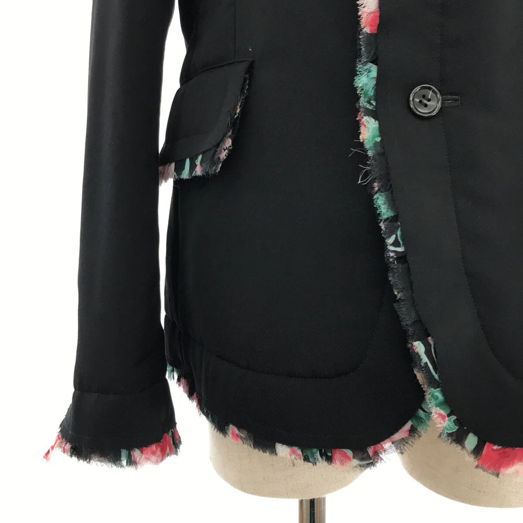【美品】  COMME des GARCONS / コムデギャルソン | 2018AW | 総裏地 断ち切り フリル装飾 ドッキング ジャケット | S | ブラック | レディース