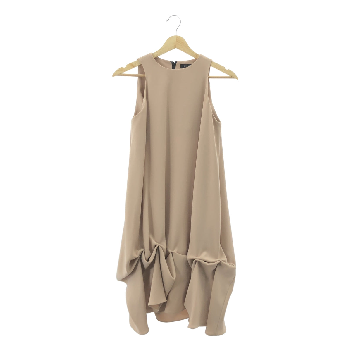 【美品】  YOKO CHAN / ヨーコチャン | ヘムピンセット ドレス ノースリーブ ワンピース | 38 | ベージュ | レディース