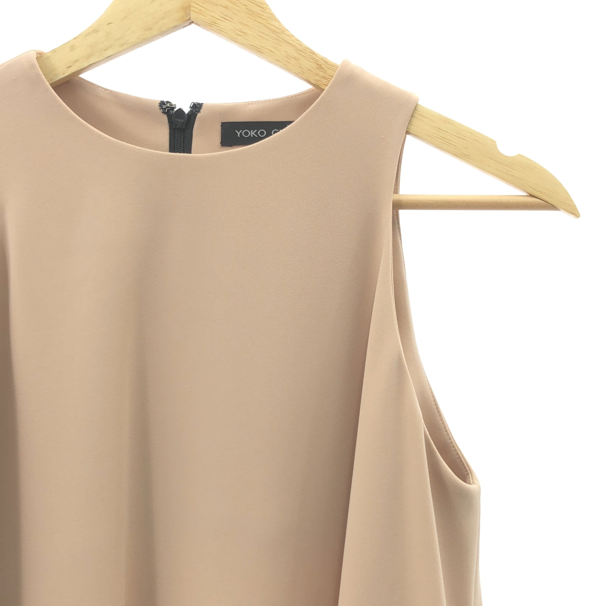【美品】  YOKO CHAN / ヨーコチャン | ヘムピンセット ドレス ノースリーブ ワンピース | 38 | ベージュ | レディース