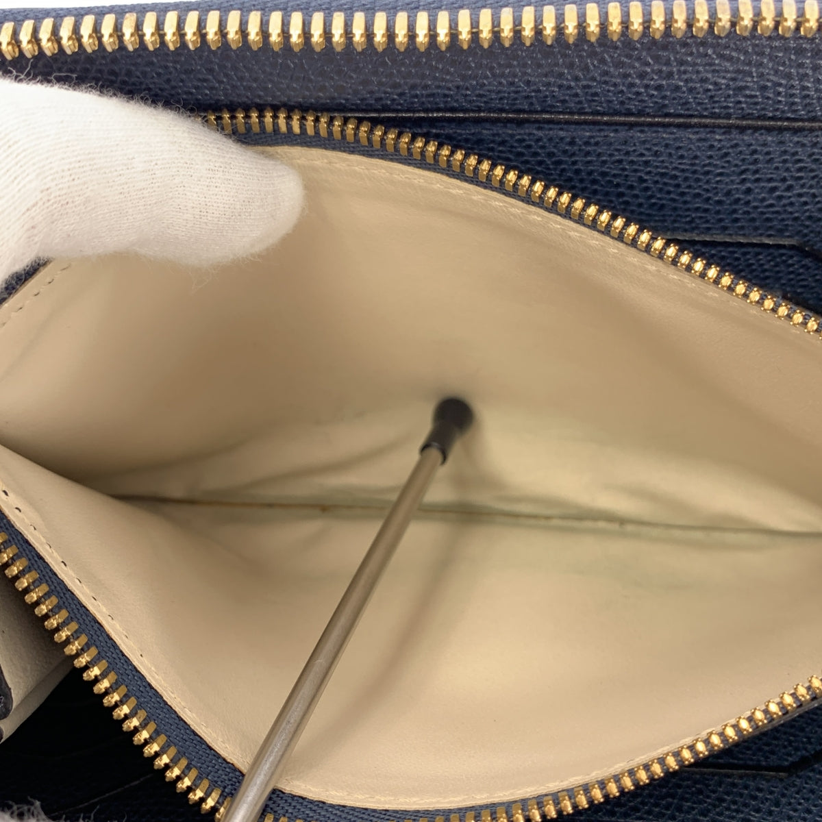 Valextra / 발렉스트라 | 가죽 로고 라운드 패스너 지갑 긴 지갑 | 다크 네이비 | 여성