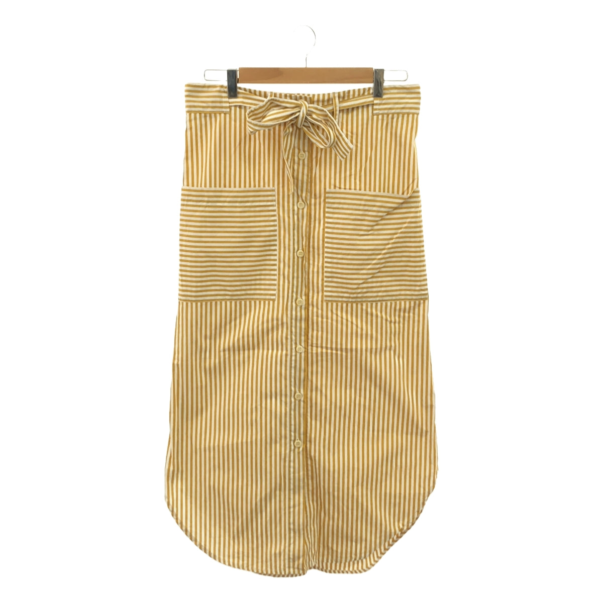 KLOKE / クローク | BOWED STRIPE SKIRT フロントボタン ストライプ パネル切替 スカート | XS | キャメル | レディース