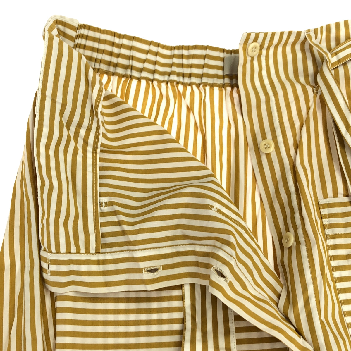 KLOKE / クローク | BOWED STRIPE SKIRT フロントボタン ストライプ パネル切替 スカート | XS | キャメル | レディース