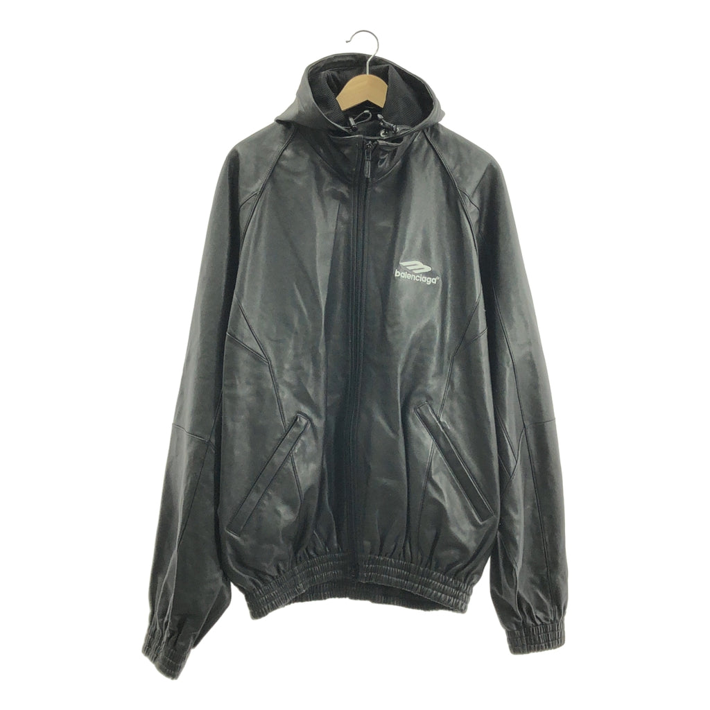 BALENCIAGA / バレンシアガ | 3B SPORTS ICON TRACKSUIT JACKET ラムレザー オーバーサイズ スポーツロゴ トラックスーツ  ジャケット | 2 | メンズ